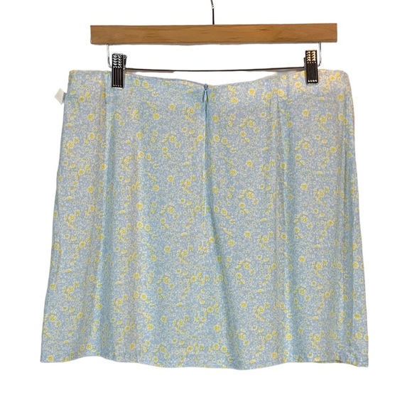 Elodie Floral Print Mini Skirt - Blue / Yellow - size Large - Picture 2 of 6